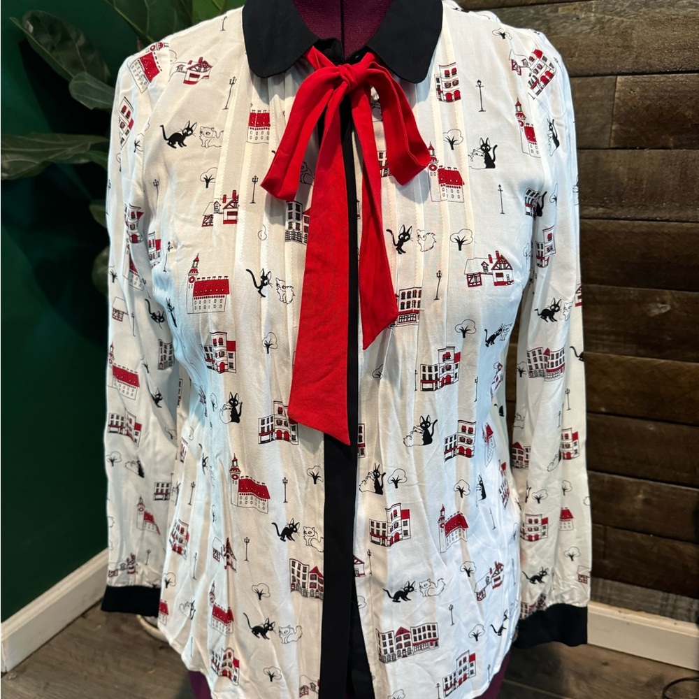 Kikis Delivery Service Tie Neck Blouse NWT